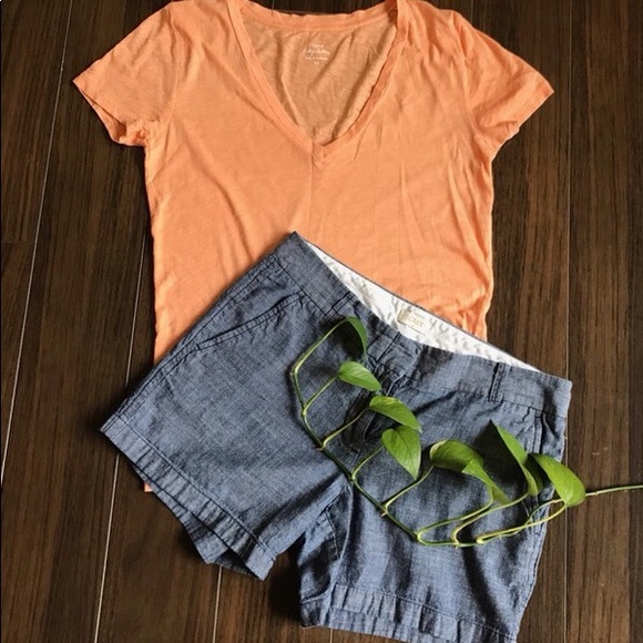 J. Crew Tops - J.Crew Orange Deep V-neck T shirt